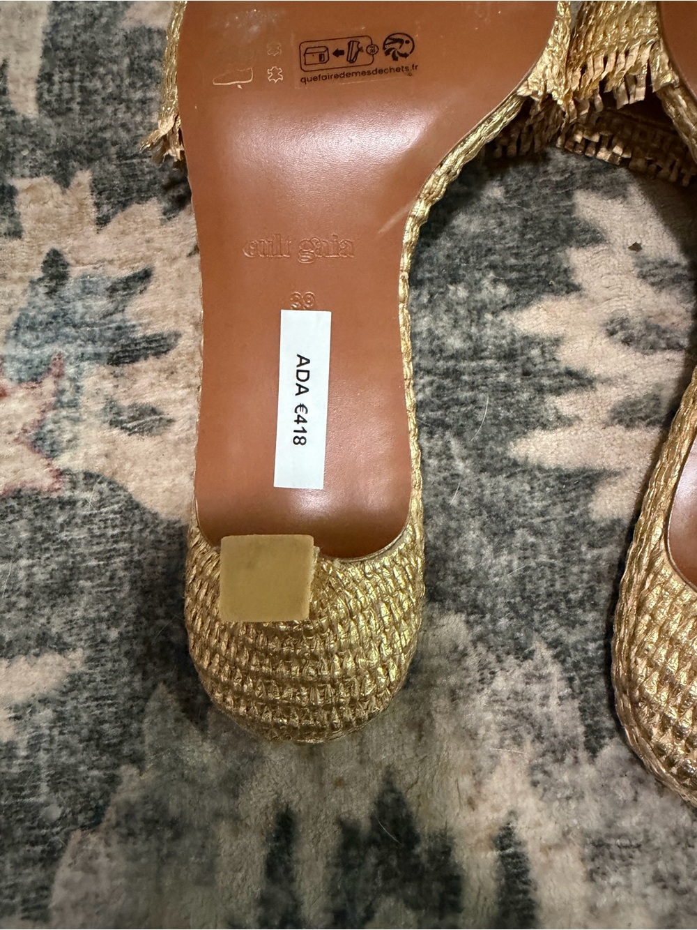 Cult Gaia Ada Gold Straw Metallic Square Toe Sandals / 39 / 8.5 - Picture 11 of 13